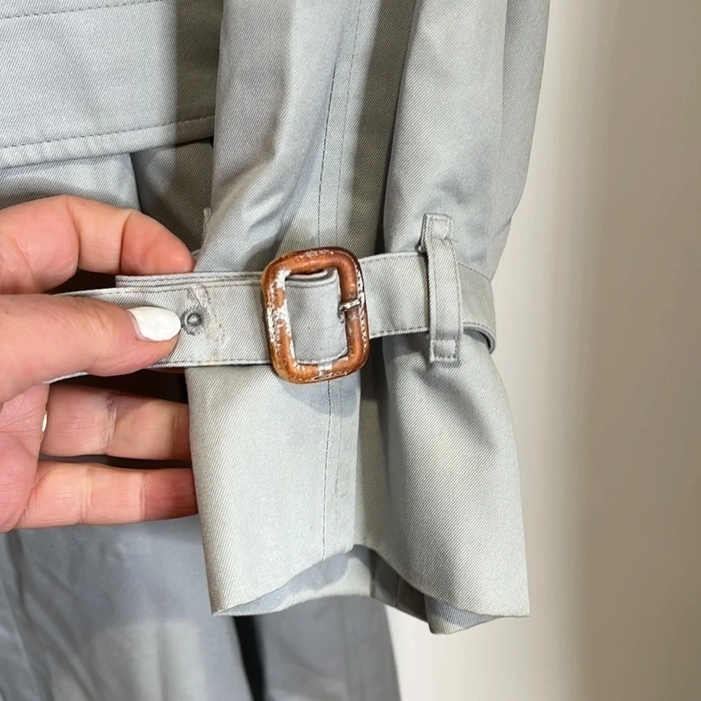 Burberry Sz 12L Vintage Burberrys Gray Trench Coat With Wool Zip Out Lining - Picture 7 of 16